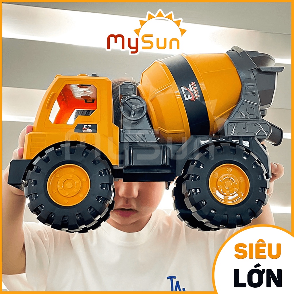 Xe ben chở cát, ô tô máy xúc đất, cần cẩu, xe công trình loại to đồ chơi trẻ em MySun