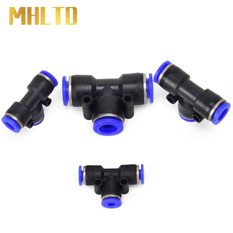 Đầu Nối Nhanh Dạng Chữ T Bằng Nhựa PE 3 Chiều 4mm 6mm 8mm 10mm 12mm 14mm