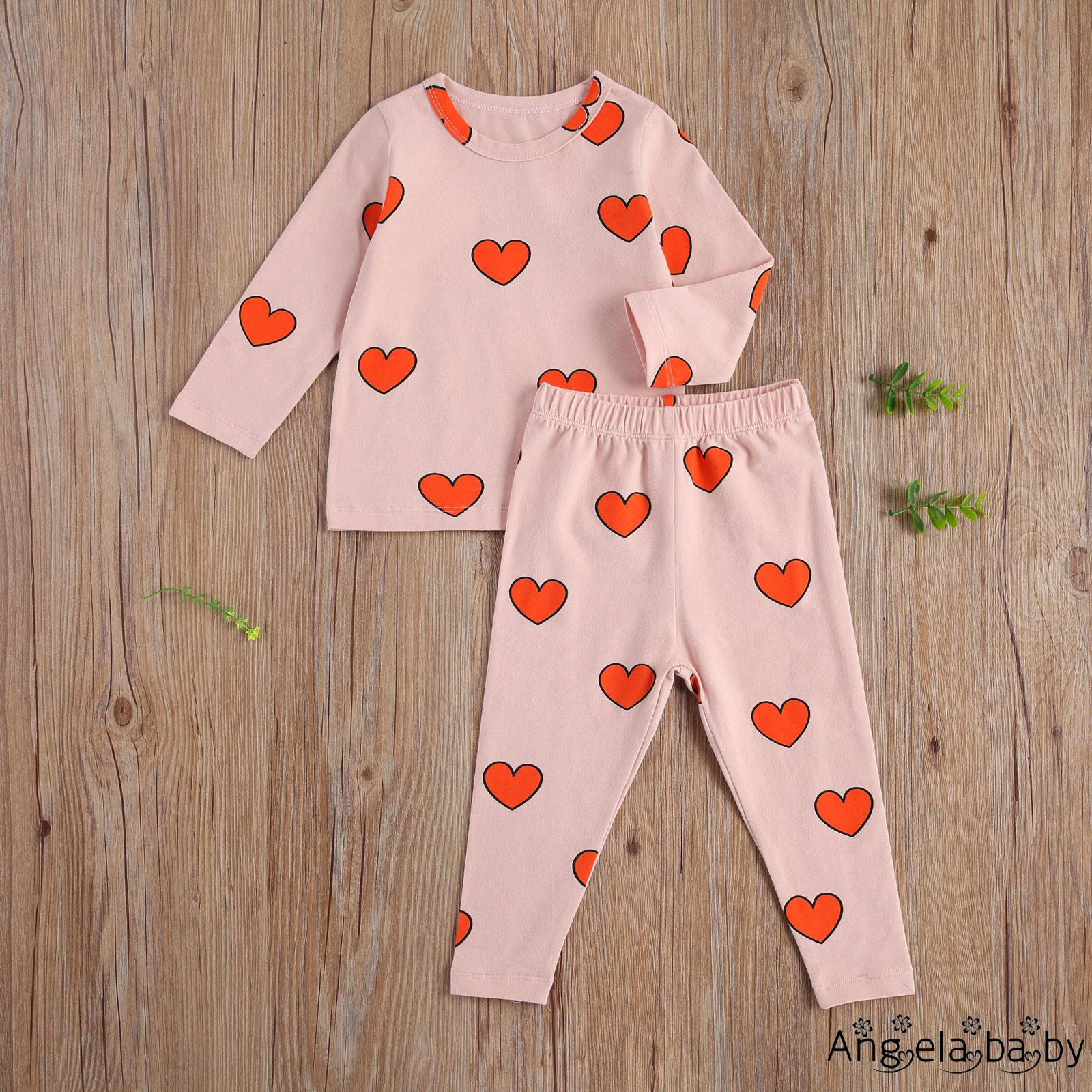 Set Pajamas Áo Dài Tay Cổ Tròn + Quần Dài Đáng Yêu Cho Bé