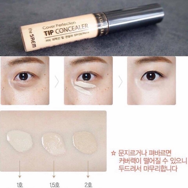 Kem Che Khuyết Điểm Có Chống Nắng Hàn Quốc The Saem Cover Perfection Tip Concealer SPF28/PA++