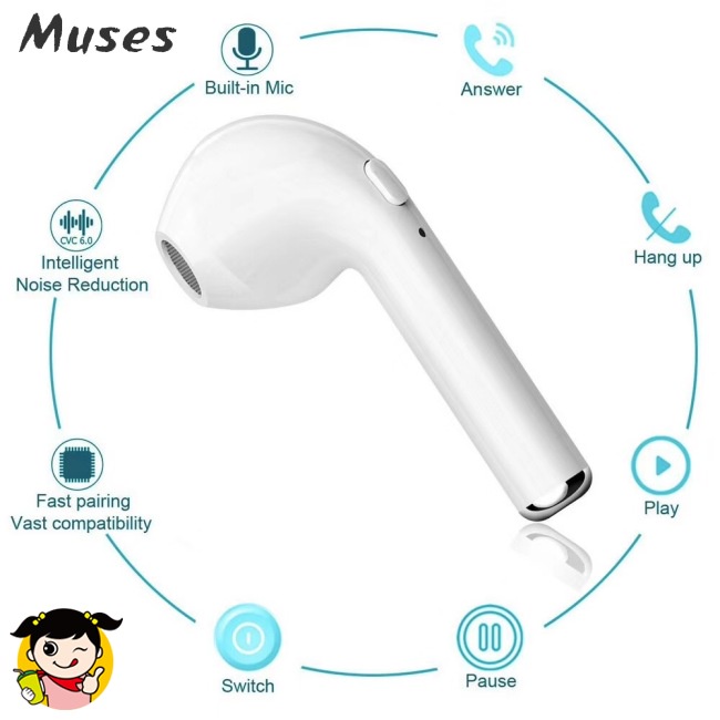 Tai Nghe Bluetooth 5.0 Không Dây i7 Tws Có Hộp Sạc Phù Hợp Với Mọi Loại Điện Thoại