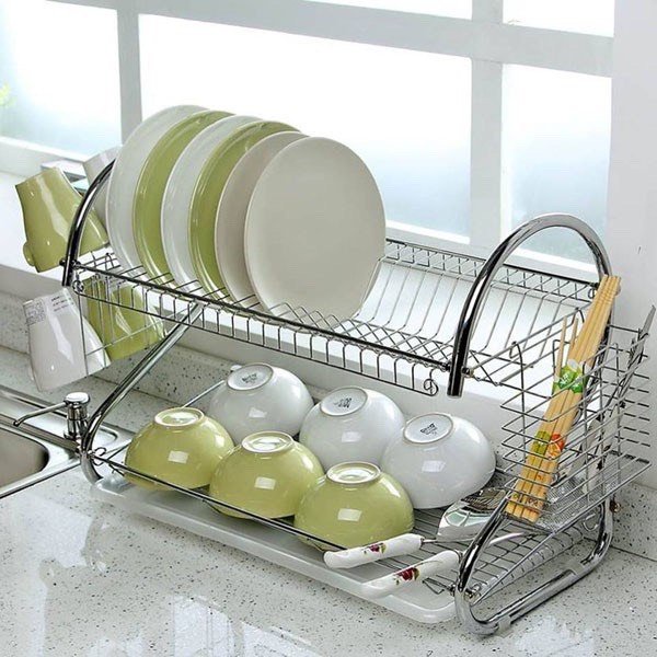 Kệ Úp Chén Dĩa Inox 2 Tầng