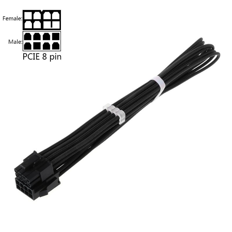 Dây Cáp Nối Dài Chuyển Đổi Nguồn Điện Màu Đen 30 / 40cm Gpu Pci-E 8 Pin (6 + 2) Male Sang Female