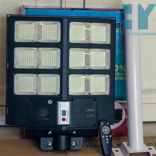 Đèn năng lượng mặt trời, solar light, Đèn đường năng lượng mặt trời 240w, có giá đỡ, bảo hành 24 tháng,
