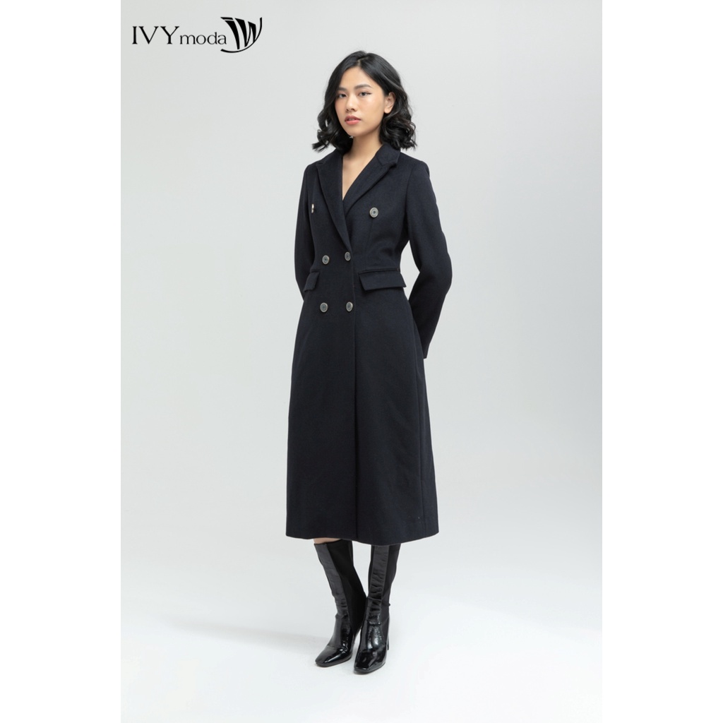 Áo khoác dạ nữ signature dáng dài IVY moda MS 71M6196