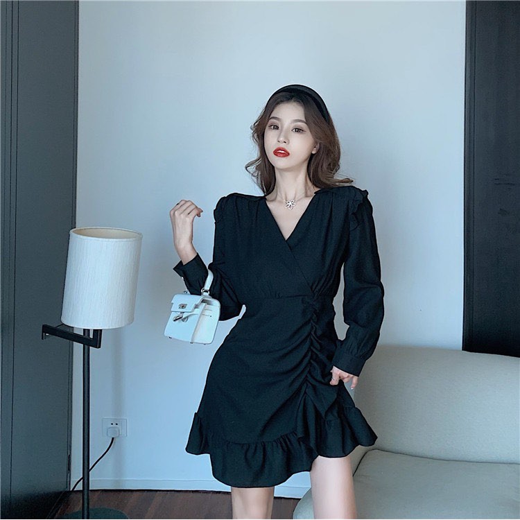 Váy Đi Dự Tiệc Cưới Sang Trọng SANJOLI Đầm Công Sở Trẻ Trung Nhún Eo Ôm Body Thiết Kế Vải Lụa Thun, Màu Trắng Đen VD016 | BigBuy360 - bigbuy360.vn