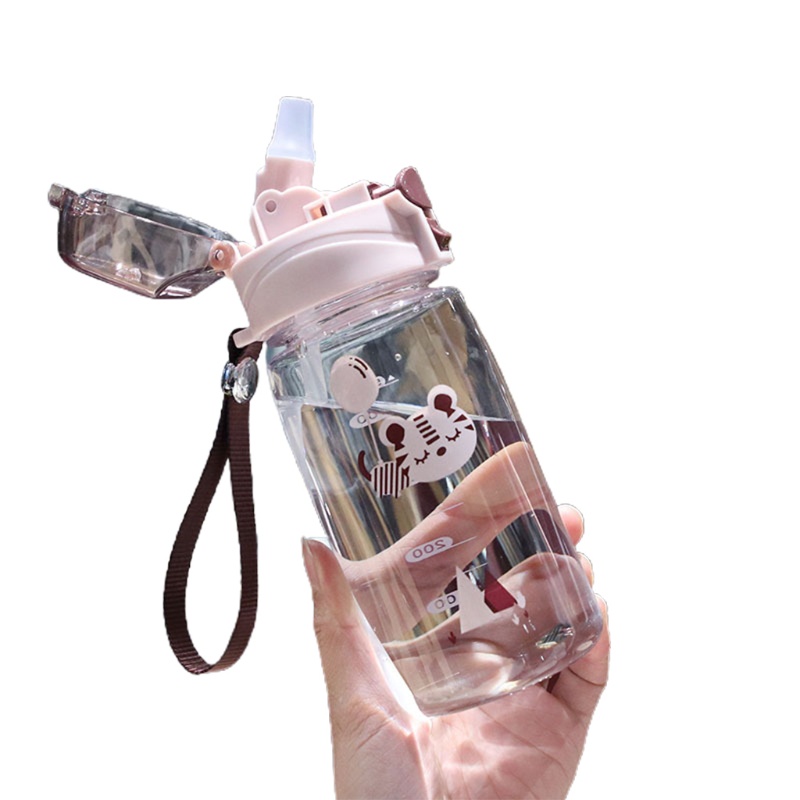 Bình Nước 550ML Họa Tiết Hoạt Hình Động Vật Dễ Thương Cho Bé