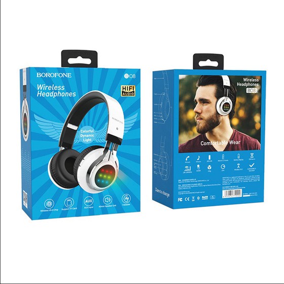 CHÍNH HÃNG TAI NGHE CHÙM CHỤP TAI BLUETOOTH BO8 BOROFONE tai chụp có khe cắm thẻ nhớ, giao màu ngẫu nhiên
