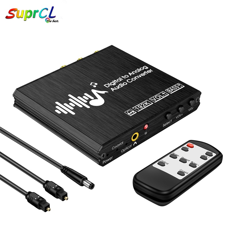192Khz Digitale Audio Analoog Converter Bass &amp; Volume Afstandsbediening 3.5Mm Koptelefoonaansluiting Dac Converter Met optische Kabel