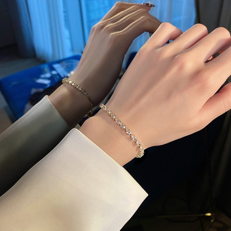 Fancy Vòng Tay Đính Đá Zircon Lấp Lánh Đơn Giản Sang Trọng Có Thể Điều Chỉnh Thời Trang Dự Tiệc Cho Nữ