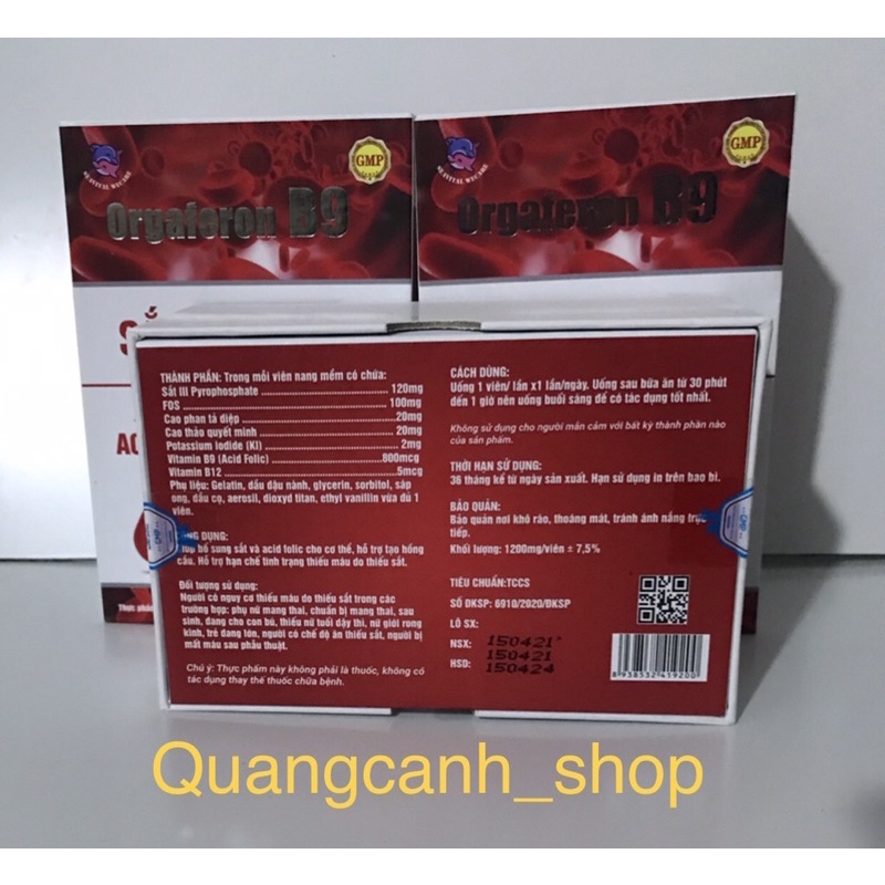 Viên uống bổ sung sắt cho bà bầu, người thiếu máu do thiếu sắt Orgaferon B9