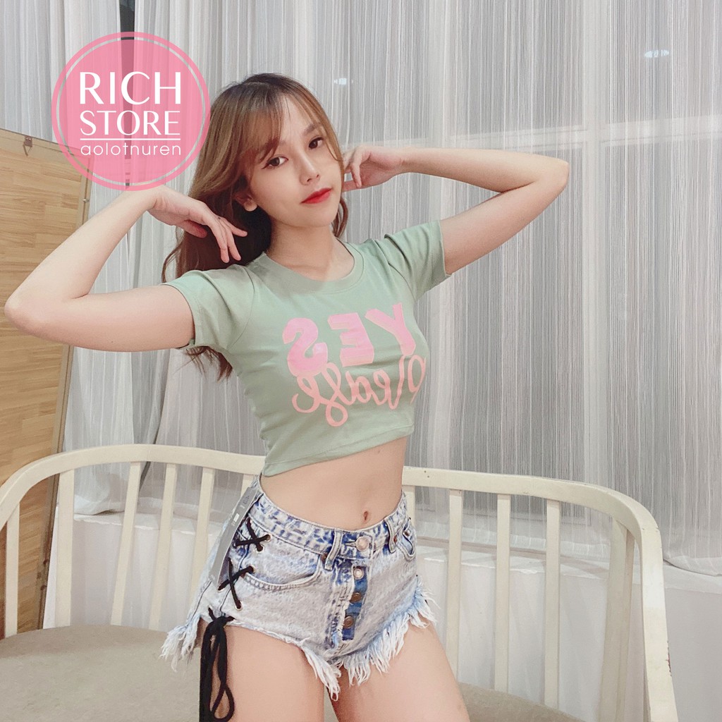 Áo croptop in chữ YES 5 màu RICH STORE CRT63