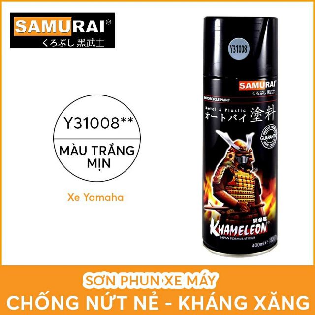 Y31008 _ Sơn xit Samurai Y31008 màu trắng mịn