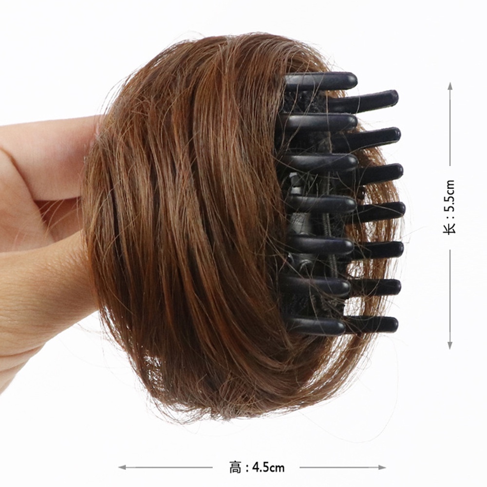 Búi tóc giả xoăn từ sợi tổng hợp màu đen nâu tự nhiên dành cho nữ