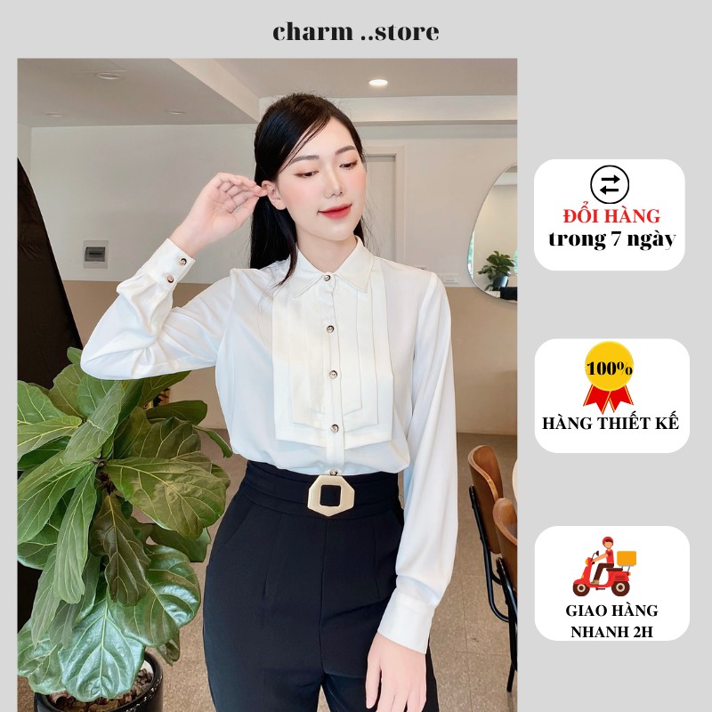 Sơ mi trắng dài tay A354 cổ đưc công sở chất liệu lụa hàn mềm mịn