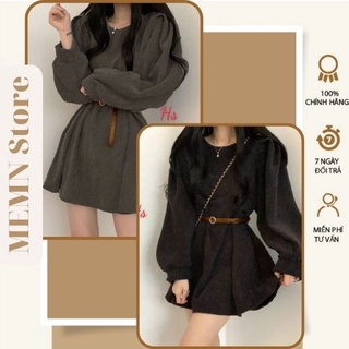 Váy nhung tăm kèm đai lưng memn 873