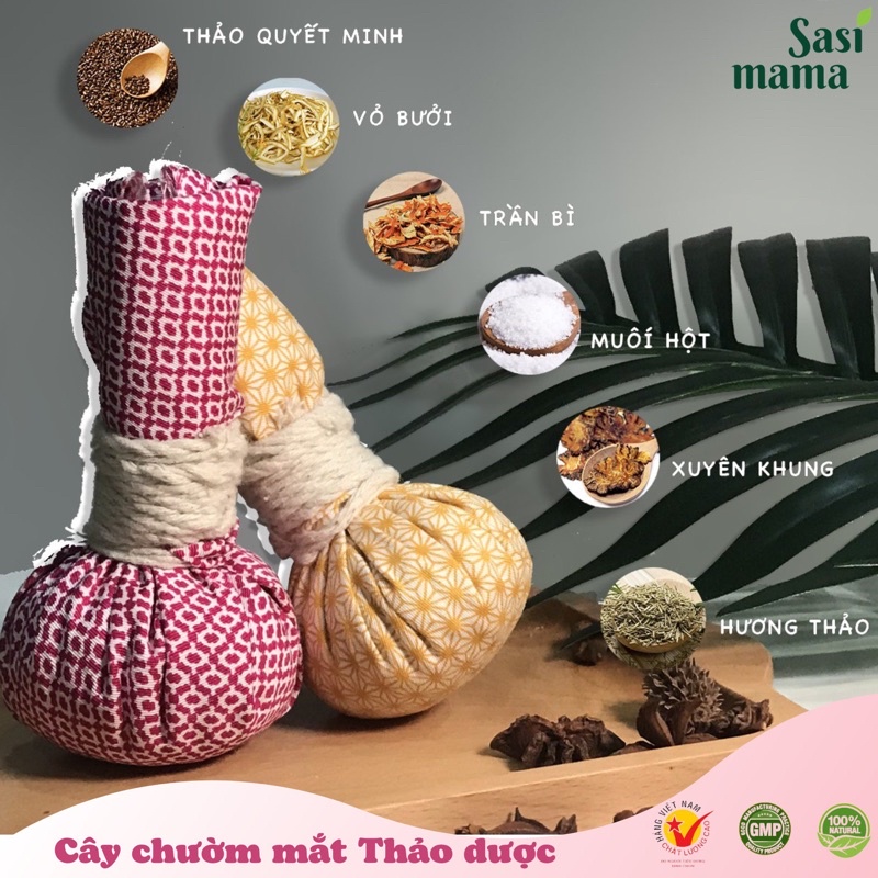 Cây Muối chườm mắt Thảo Dược 100gr Sasi Mama - Giảm thâm quầng mắt , Thư giãn Bảo Nhiên