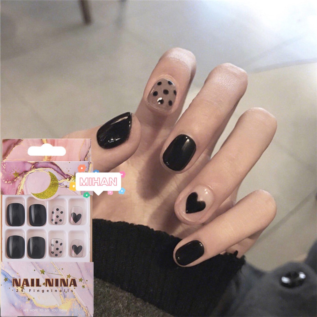 Hộp 24 Móng Tay Giả Đầu Tròn Trang Trí Nghệ Thuật MIHAN1