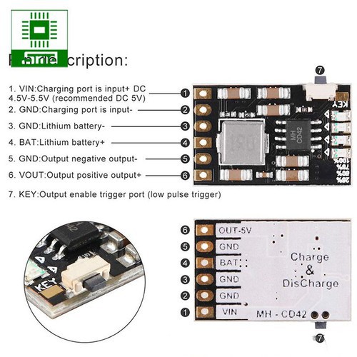 Mạch sạc và bảo vệ pin Lithium 5V 2A  18650 3.7V 4.2V Tự ngắt  Đèn báo % dung lượng điện áp ra 5V