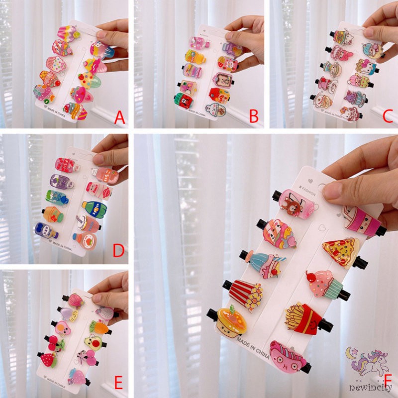 Set 10 kẹp tóc acrylic phong cách Hàn Quốc dễ thương dành cho bé gái