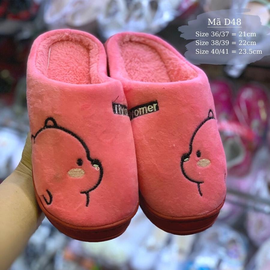 Dép lông đi trong nhà cho bé cho mẹ hình thú gấu cute dễ thương mang ấm thời trang D48