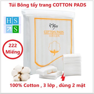 (Chính hãng) Bông tẩy trang COTTON PADS LAMEILA (Túi 222 miếng) 100% cotton , 3 lớp , dùng 2 mặt với 2 công dụng