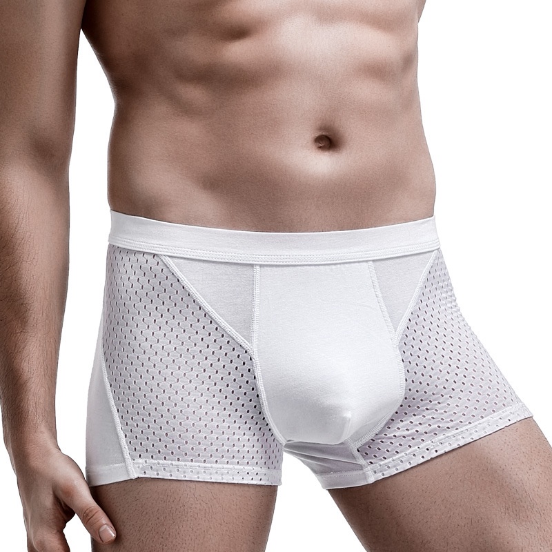 Quần Lót Boxer Vải Lụa Lạnh Mỏng Phối Lưới Thoáng Khí Thời Trang Nam Cao Cấp 237