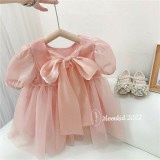 Váy bé gái tay bồng nơ lưng, váy xoè công chúa