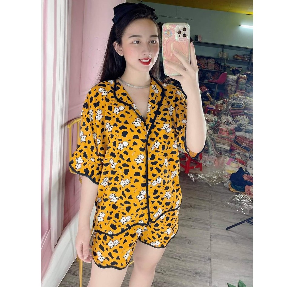 ĐỒ BỘ PIJAMA BÒ SỮA CỌC TAY LỤA MANGO ( NHIỀU MÀU )