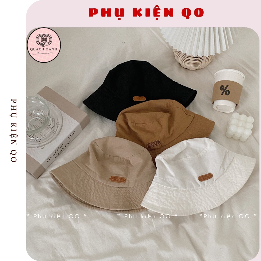 Mũ bucket vành cụp ❤️ Nón tai bèo thêu EKO chất Kaki Thô Cao Cấp - MU09