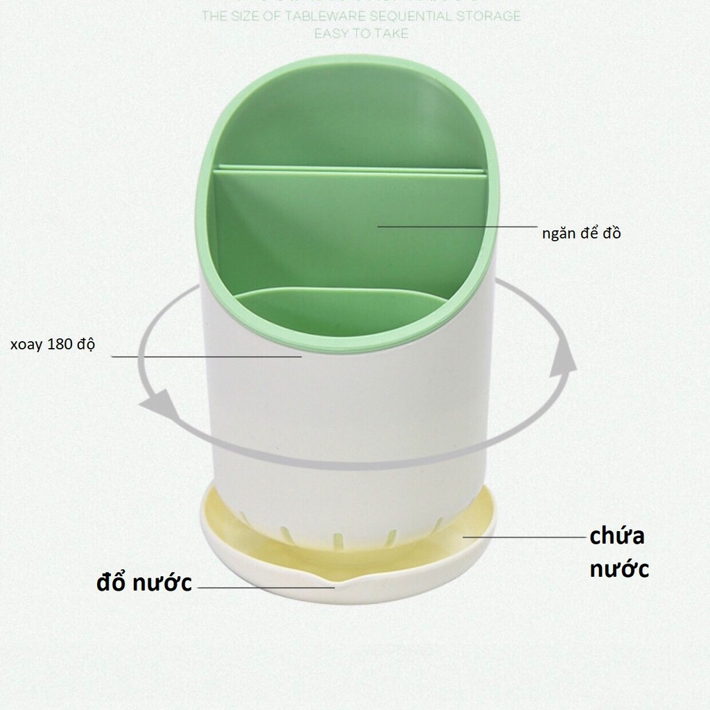 Ống Đựng Đũa Muỗng Nĩa Dao Có Khay Hứng Nước Tiện Lợi