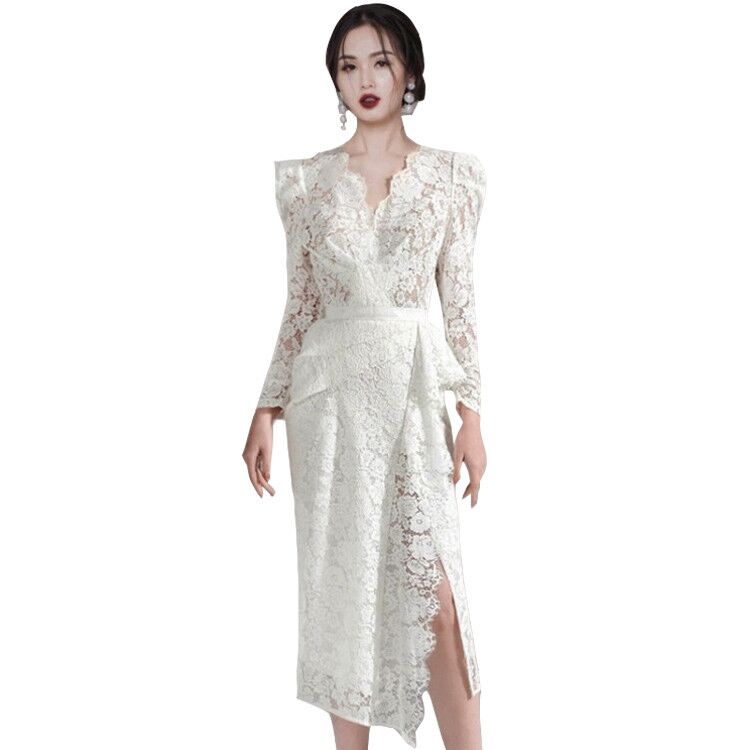 Đầm Tay Phồng Phối Ren Phong Cách Hàn Quốc Dành Cho Nữ