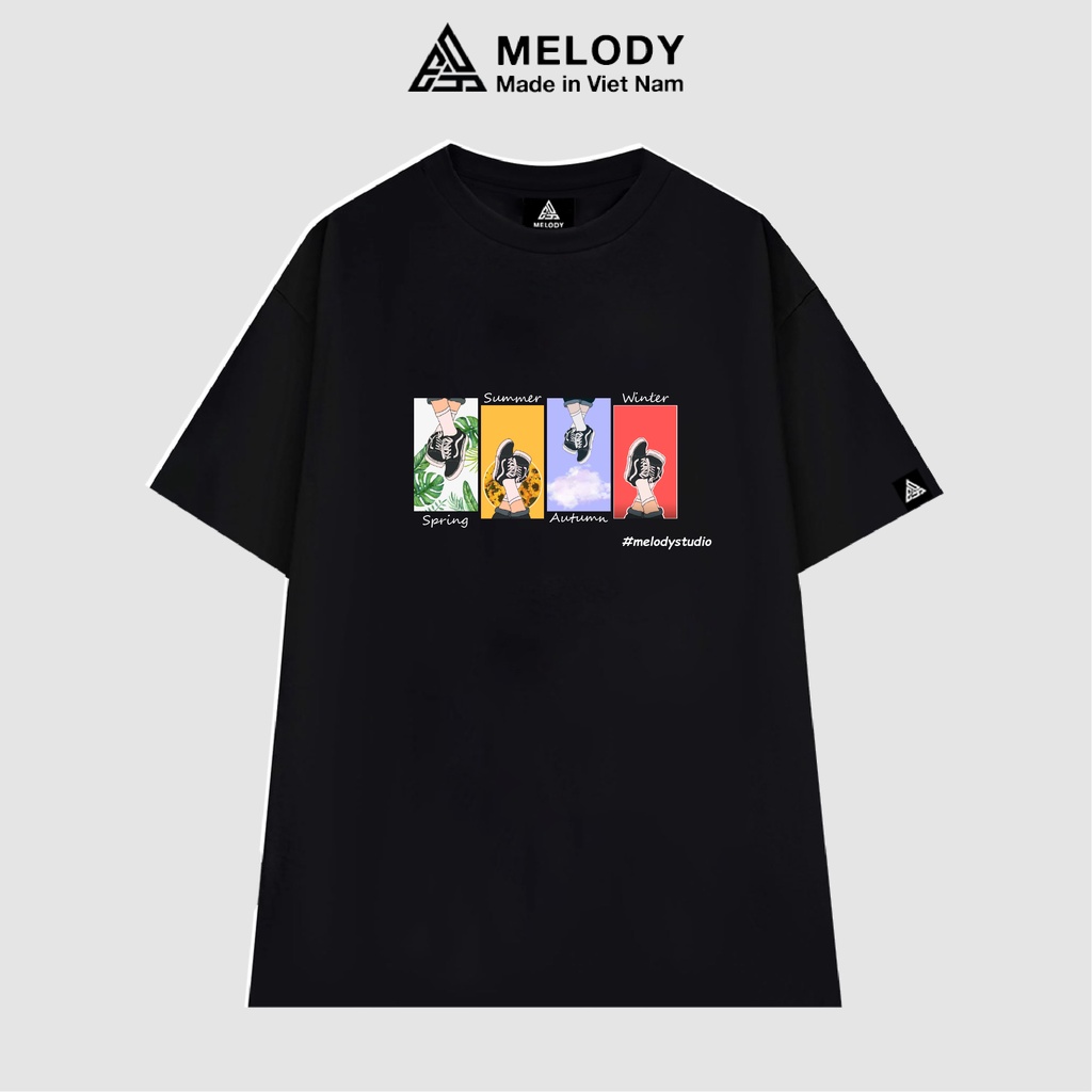 Áo Thun Unisex Nam Nữ Tay Lỡ Form Rộng Oversize Local Brand MELODY, Áo Phông Cotton 100% Fourseasons Tee
