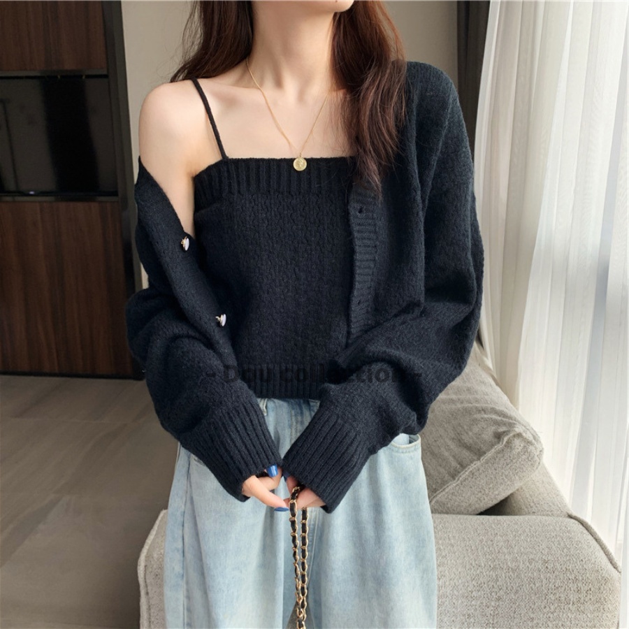 Set 2 Áo Len Dệt Kiêm Lông Thỏ Kiểu Dáng Croptop Quyết Rũ Thời Trang Thu Đông - Dou Collection - Mã TA030