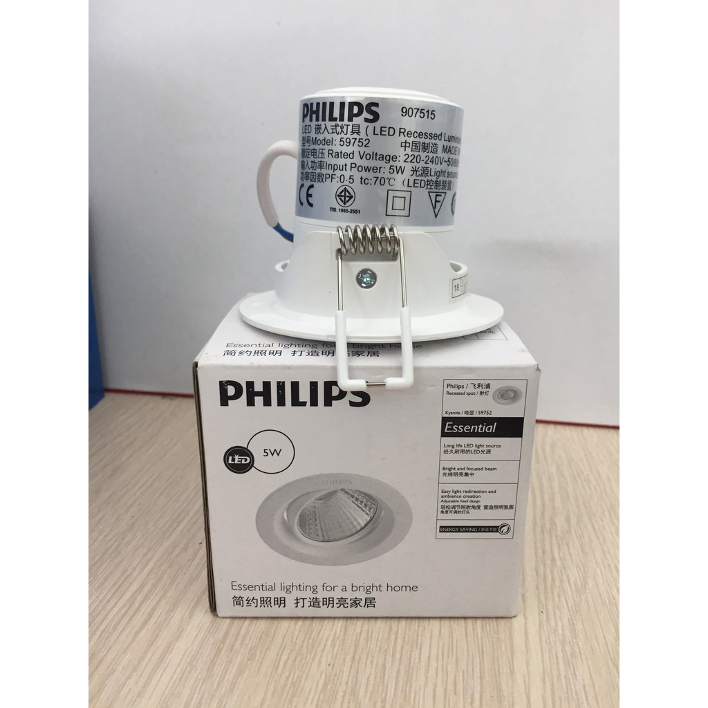 ĐÈN SPOTLIGHT ÂM TRẦN 5W PHILIPS ĐIỀU CHỈNH GÓC CHIẾU ÁNH SÁNG 2700K