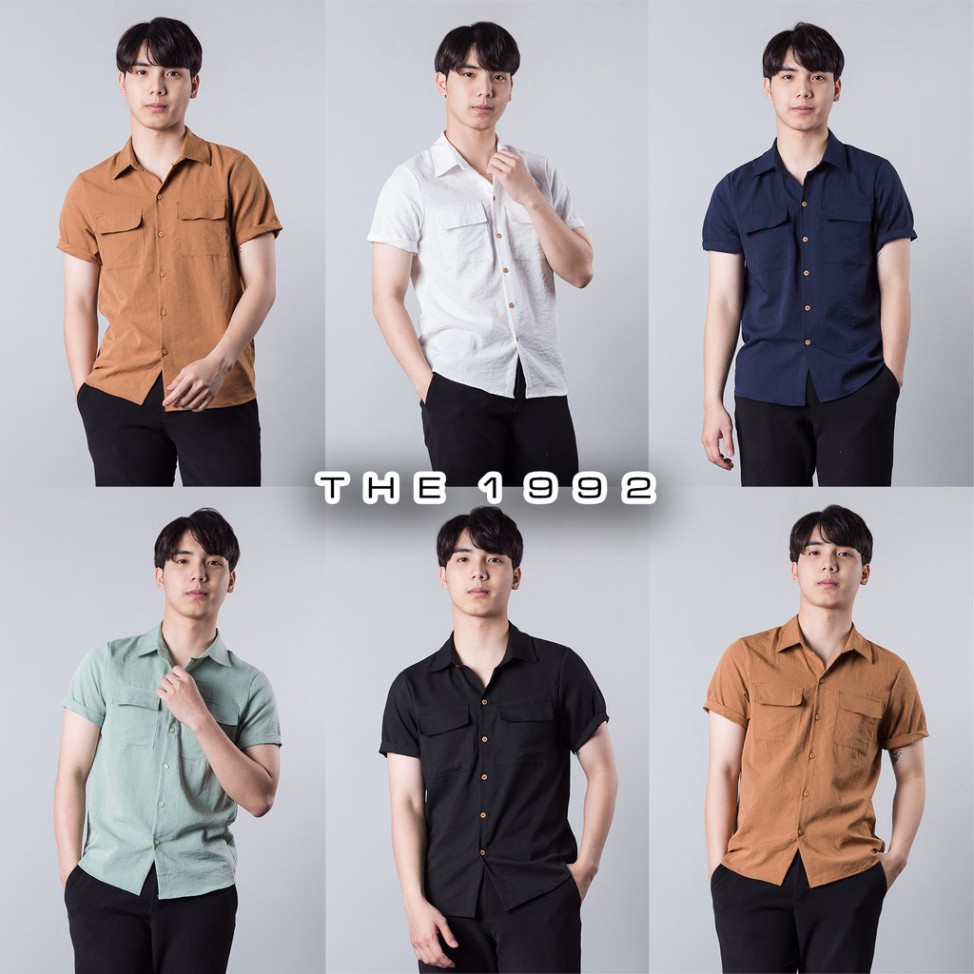 Áo đũi nam cổ bẻ Sơ mi đũi Áo có cổ túi hộp | BigBuy360 - bigbuy360.vn