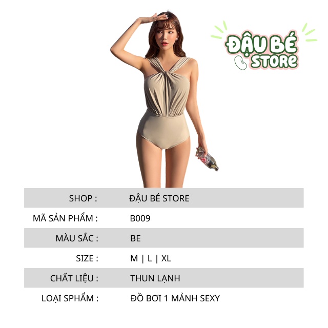 Bikini Liền Thân Đi Biển Dây Xoắn Ngực Ulzzang Cao Cấp - Bộ Đồ Bơi 1 Mảnh Nữ Hở Lưng Thời Trang Hàn Quốc - Daube - B009