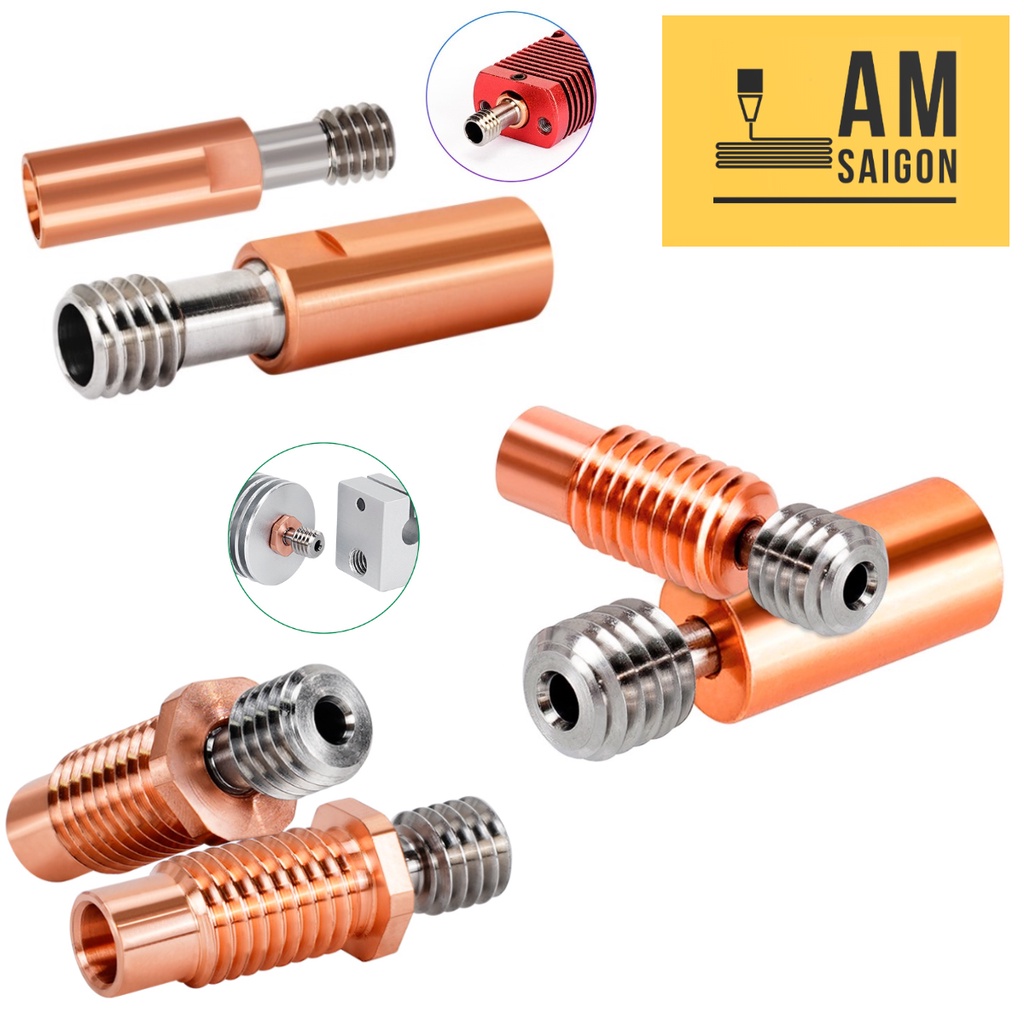 Ống nối bi metal E3D V6, CR10 bằng đồng nguyên chất kết hợp lõi titan phiên bản đặc biệt cho Máy In 3D