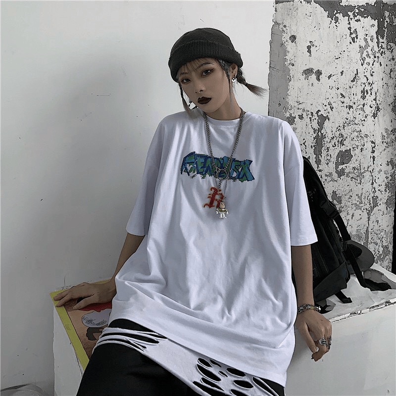 Áo Thun Unisex Form Rộng Tay Lỡ In Chữ Phong Cách Mẫu Mới HOT  - ĐĂNG QUANG CLOTHER