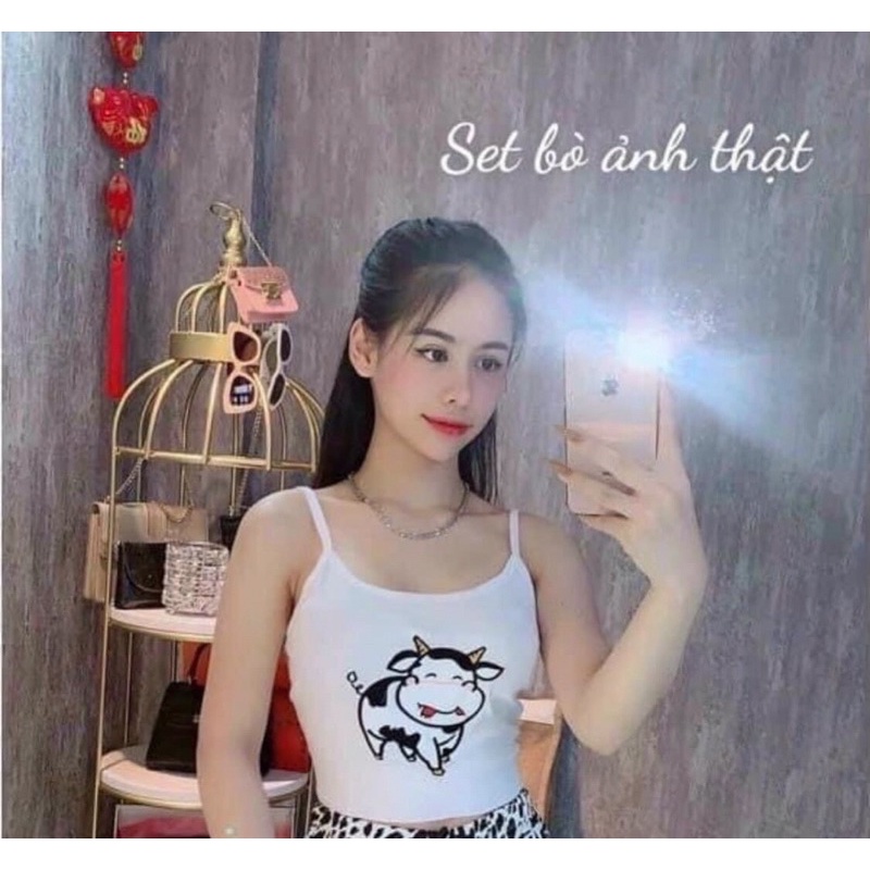 Bộ croptop bò sữa 2 dây