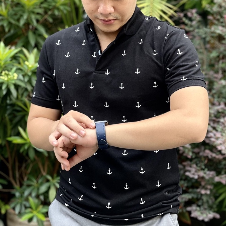 Áo Polo nam GAP vải cá sấu Cổ bẻ tay lỡ Đen, Trắng trơn mỏ neo Form ôm Chất cotton xuất xịn thương hiệu TONKIN