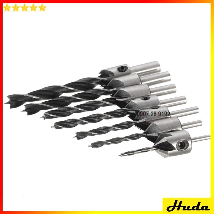 Mũi khoan âm vít gỗ - Bộ 7 cây có điều chỉnh - đồ làm mộc