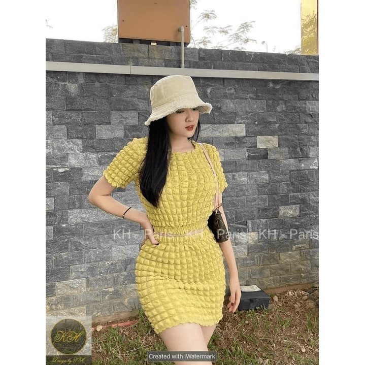 Sét Bộ 2 Món Áo Croptop Kết Hợp Chân Váy Ngắn Chất Xốp Đẹp Mặc Mát Dáng Xinh [NEW UNISEX]