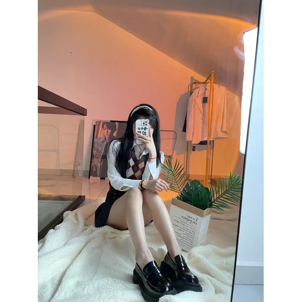 Giày Loafer nữ da cao 6cm