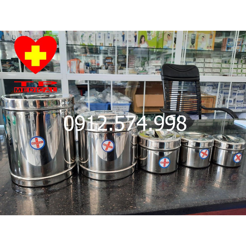 Hộp inox  đựng bông gòn các loại, các size