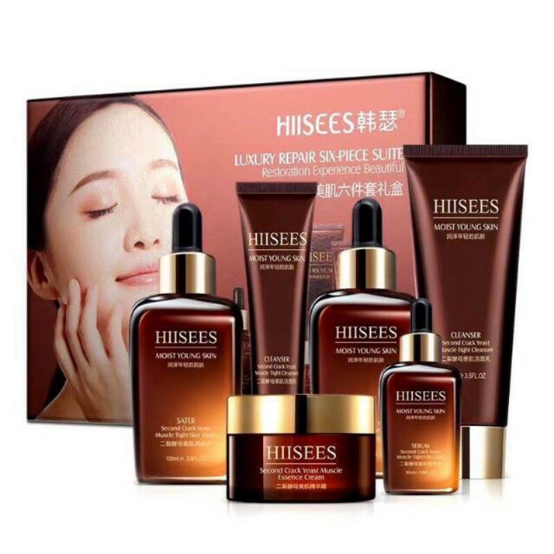 Bộ Mỹ Phẩm Dưỡng Da 6 Món Hiisees Mờ Nám Tàn Nhang Trẻ Hóa Nâng Cơ Mặt Nội Địa Trung