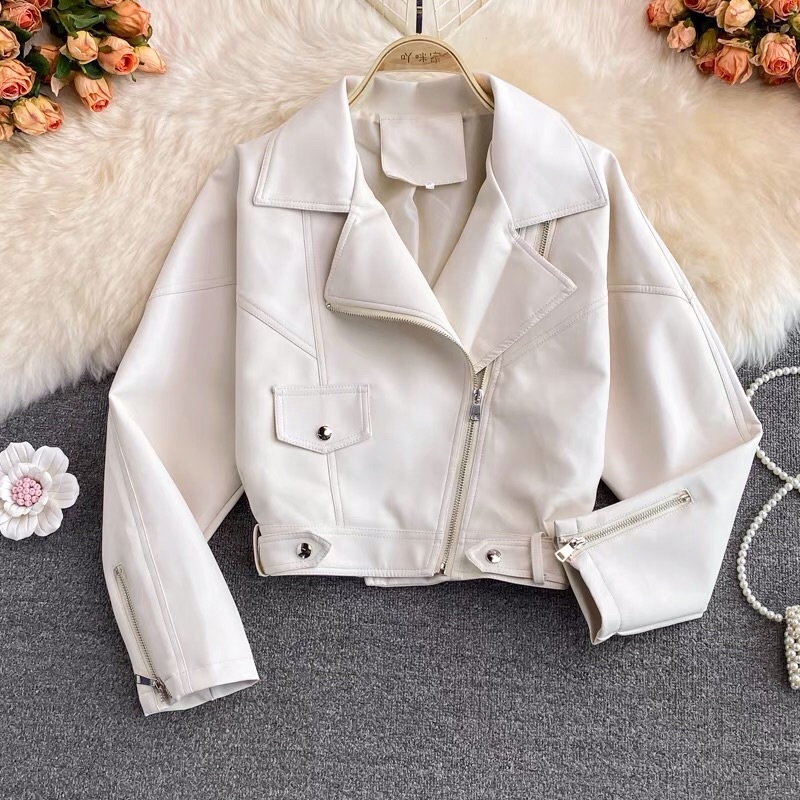 Áo Da Nữ 3 Màu Trắng/ Đen/ Cam | Tomjune Shop D0016