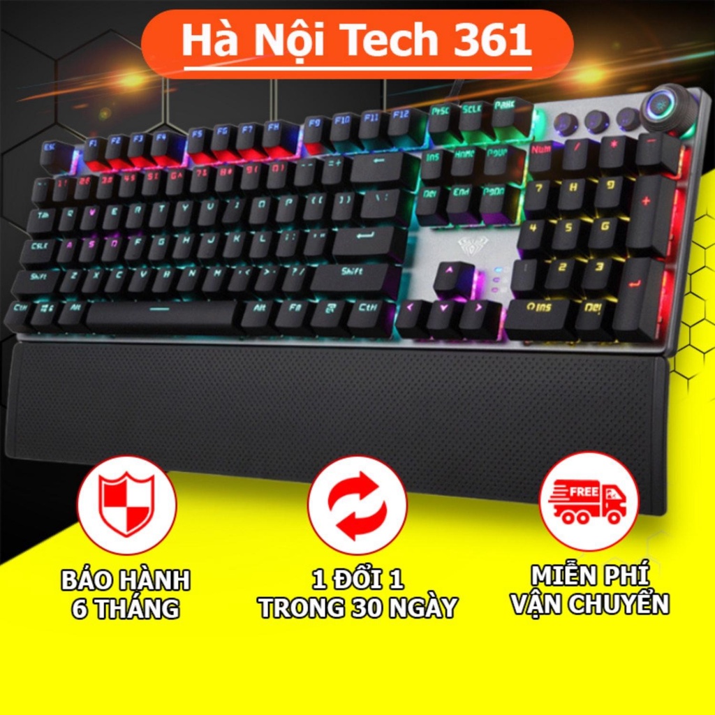 [Mã ELHAMS5 giảm 6% đơn 300K] Bàn phím cơ gaming có dây trục xanh full size F2088