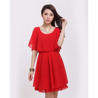 Đầm Voan 2 Lớp Tay Cutout