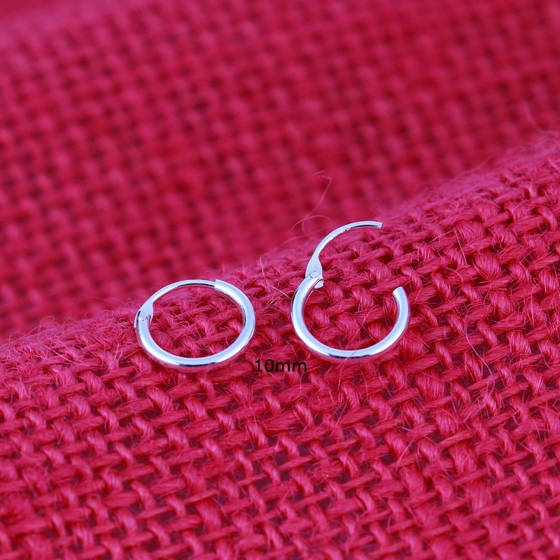 Khuyên Tai Xi Bạc Sterling Dạng Vòng Thiết Kế Đơn Giản Tinh Tế